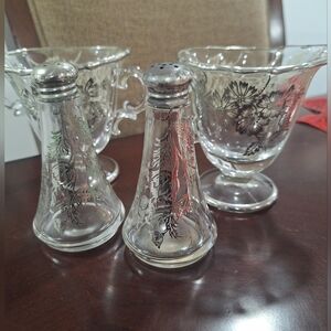 Elegant Glass Salt and Pepper Shakers with Floral Design